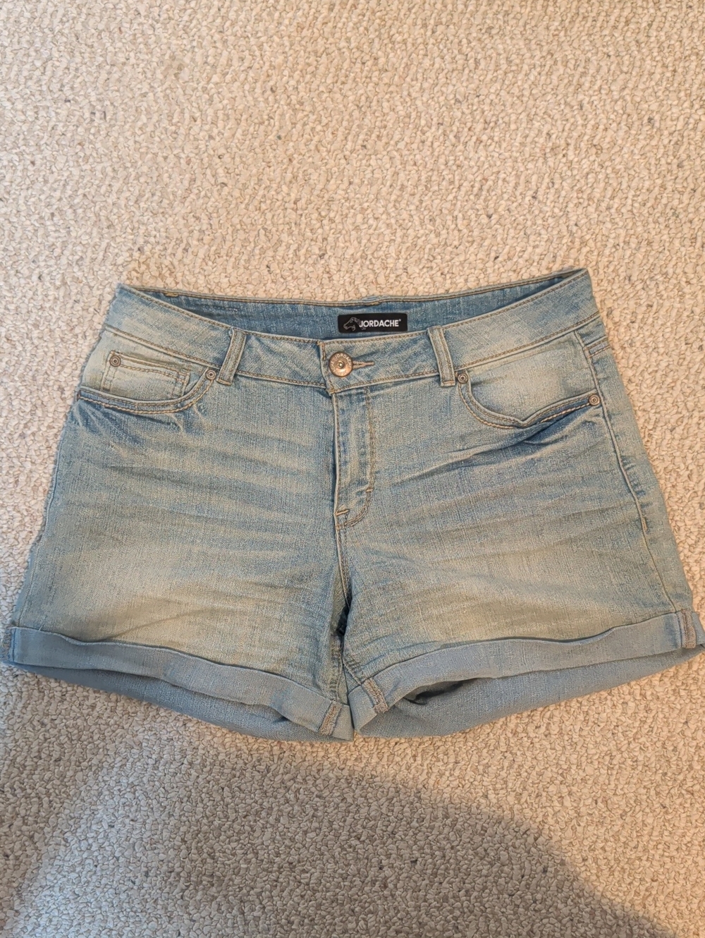 Jordache Faded Light Blue Denim Roll-Cuff Shorts